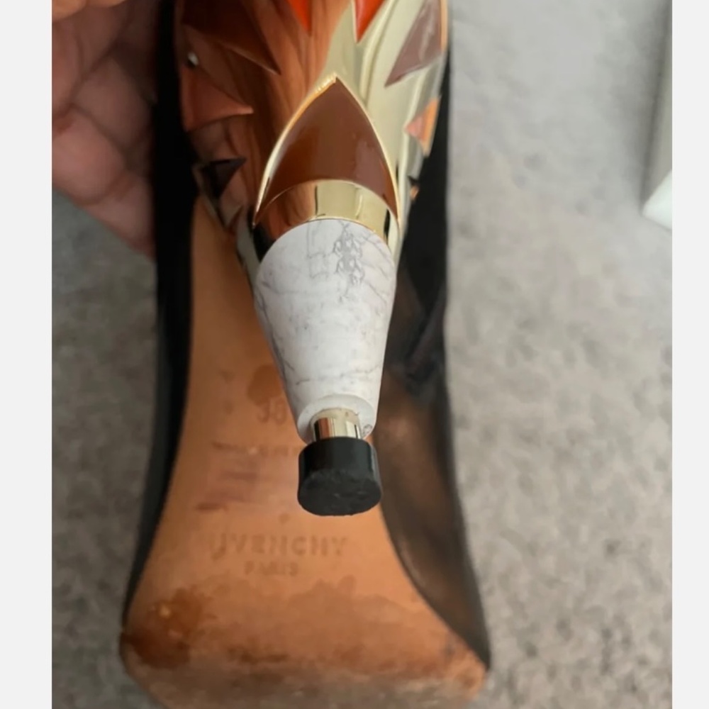 GIVENCHY Suede and Leather Over the knee Boots with Cone Enamel Heel Size 8.5 - Picture 8 of 11